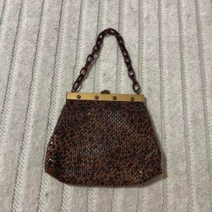 VTG 50s Whiting And Davis Red  Mesh Purse Bakelite Chain Handle Boho Formal